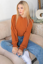 Load image into Gallery viewer, Les Amis - Solid Top with Ruffled Neck and Smocked Sleeves.: Black / L ///