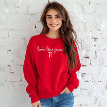 Load image into Gallery viewer, Fox and Owl Apparel-Graphic Tee's - New Christian Love Like Jesus Red Sweatshirt Graphic Tee: XL