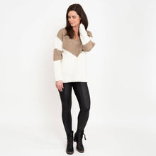 Load image into Gallery viewer, Elsie &amp; Zoey - Lacen Color Block Sweater: Latte / 2XL ///