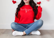 Load image into Gallery viewer, Fox and Owl Apparel-Graphic Tee's - New Christian Love Like Jesus Red Sweatshirt Graphic Tee: XL