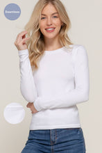 Load image into Gallery viewer, Active Basic | Active USA - Long Sleeve Crew Neck Inner Fur Seamless Top: ///WHT-white / S/M
