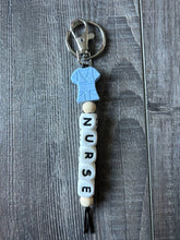 Load image into Gallery viewer, JILLIAN INK LLC - Nurse Scrubs Silicone Bead Keychain: Blue///