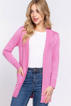 Load image into Gallery viewer, Active Basic | Active USA - Long Sleeve Rib Banded Open Sweater Cardigan: Blu-French Blue / S