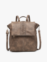 Load image into Gallery viewer, M2348 Vivian Distressed Convertible Backpack: Black ###