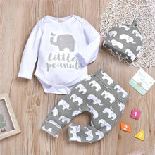 Load image into Gallery viewer, PatPat - 3-piece Baby LITTLE PEANUT Bodysuit Pants with Hat Set: Multi-color / 9-///12 Months