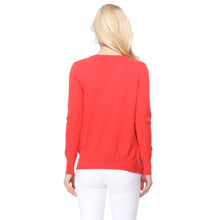 Load image into Gallery viewer, Mak - Women's V-Neck Button Down Knit Cardigan Sweater MK5178: ICE BLUE / S///