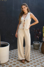 Load image into Gallery viewer, Blu Pepper - PINSTRIPE DOUBLE FRONT TIE SHIRT VEST: OATMEAL///
