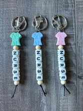 Load image into Gallery viewer, JILLIAN INK LLC - Nurse Scrubs Silicone Bead Keychain: Blue///