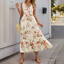 Load image into Gallery viewer, Sleeveless Deep V-Neck Loose Plain Long Maxi Casual Dress: White / ///100%Polyester / S