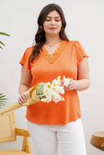 Load image into Gallery viewer, Blu Pepper - PLUS V NECK LACE TRIM RIB KNIT TOP: ROYAL BLUE ///