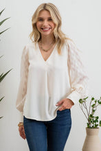 Load image into Gallery viewer, Blu Pepper - V NECK BACK BUTTONED SHEER PLAID LONG SLEEVE BLOUS: HUNTER GREEN///