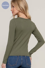 Load image into Gallery viewer, Active Basic | Active USA - Long Sleeve Crew Neck Inner Fur Seamless Top: OLV-///olive / S/M