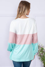 Load image into Gallery viewer, Burgundy Apparel - BRIGHT COLOR BLOCK LONG SLEEVE TUNIC TOP: M / MINT///