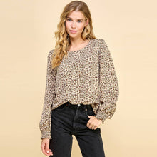 Load image into Gallery viewer, Les Amis - Floral Printed Top with Smocked Sleeves Detail: Rust / L///
