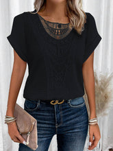 Load image into Gallery viewer, Wholesalesir - Lace Patchwork Short Sleeved Top: Purple / M ///