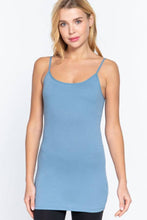 Load image into Gallery viewer, 42POPS - .SI-156 Built-in Bra Basic Cami w/ adjustable strap: BLK-black-499 / M