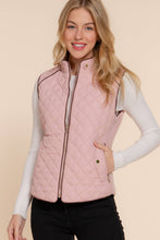 Load image into Gallery viewer, Active Basic | Active USA - Suede Piping Detail Rib Quilted Padding Vest:/// OLV-olive oil / S