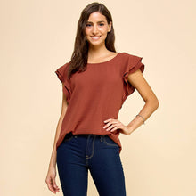 Load image into Gallery viewer, Les Amis - Top with Double Ruffled sleeves: Ivory / L ///