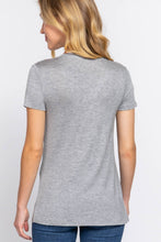 Load image into Gallery viewer, Active Basic | Active USA - Short Sleeve V-neck Top with Pocket: Nvy-True Navy / M