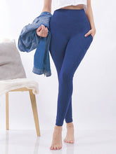 Load image into Gallery viewer, 42POPS - ',, Brushed Microfiber Wide Waistband Leggings W/ Pockets: BLACK-/// 157448 / XL