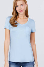 Load image into Gallery viewer, Active Basic | Active USA - Short Sleeve V-neck Top with Pocket: Nvy-True Navy / M