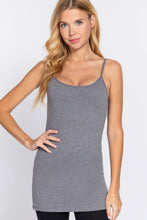 Load image into Gallery viewer, 42POPS - .SI-156 Built-in Bra Basic Cami w/ adjustable strap: BLK-black-499 / S