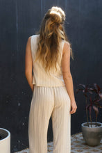 Load image into Gallery viewer, Blu Pepper - PINSTRIPE DOUBLE FRONT TIE SHIRT VEST: OATMEAL///