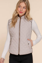 Load image into Gallery viewer, Active Basic | Active USA - Suede Piping Detail Rib Quilted Padding Vest:/// OLV-olive oil / S