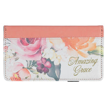 Load image into Gallery viewer, Christian Art Gifts - Checkbook Wallet Amazing Grace Floral