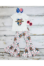 Load image into Gallery viewer, luluclothes - 4th July Stars &amp; patriotic cow printed girl set XCH0777-37H: XL ///