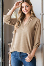 Load image into Gallery viewer, HEIMISH - ST1002-71 ROLL UP SLEEVE MANDARIN COLLAR SOLID TOP: BURGUNDY /// 2-2-2 (1X-2X-3X)