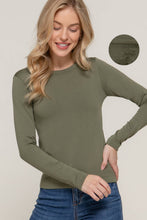 Load image into Gallery viewer, Active Basic | Active USA - Long Sleeve Crew Neck Inner Fur Seamless Top: OLV-///olive / S/M