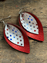 Load image into Gallery viewer, Jill's Jewels - Red White and Blue Patriotic Metallic Leather Earrings ///