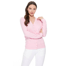 Load image into Gallery viewer, Mak - Women's V-Neck Button Down Knit Cardigan Sweater MK5178: ICE BLUE / //XL