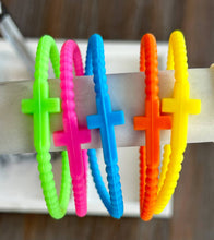 Load image into Gallery viewer, JILLIAN INK LLC - Silicone Cross Bracelet Set of 5: Neons