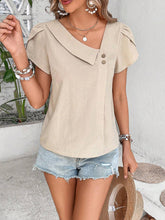Load image into Gallery viewer, Wholesalesir - Small Diagonal Collar Solid Color Washed Cotton Top: Green / 2XL ///