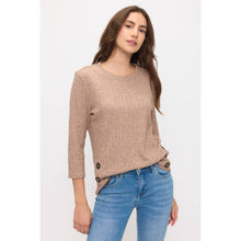 Load image into Gallery viewer, Perseption - KNIT TORTOISE BUTTON SHIRT: Chocolate / S-M-L-XL(1-2-2-1)