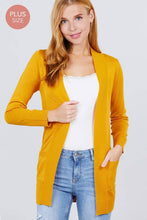 Load image into Gallery viewer, Active Basic | Active USA - Long Sleeve Rib Banded Open Sweater Cardigan: Lav-Misty Lavender / XL