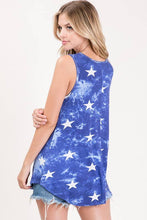 Load image into Gallery viewer, HEIMISH - ST1085-39 TIE DYE AND STAR TOP: 2-2-2 (1X-2X-3X) / NAVY ///