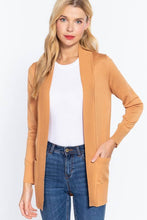 Load image into Gallery viewer, Active Basic | Active USA - Long Sleeve Rib Banded Open Sweater Cardigan: Blu-French Blue / S