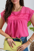 Load image into Gallery viewer, Blu Pepper - FLORAL EYELET LACE TRIM BACK BUTTON TOP: DUSTY PINK///