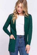 Load image into Gallery viewer, Active Basic | Active USA - Long Sleeve Rib Banded Open Sweater Cardigan: Blu-French Blue / S