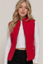 Load image into Gallery viewer, Active Basic | Active USA - Suede Piping Detail Rib Quilted Padding Vest:/// OLV-olive oil / S