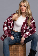 Load image into Gallery viewer, 42POPS - .....1008 Long Sleeve Check Printed Fleece Shacket SI-28274: TPE-taupe-185554 / S