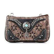 Load image into Gallery viewer, Handbag Factory Corp - Western Design Petite Crossbody Sling: Dark Brown///