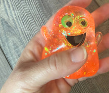 Load image into Gallery viewer, JILLIAN INK LLC - Squishy Squish Glitter Ghost Halloween Stress Toy : Orange