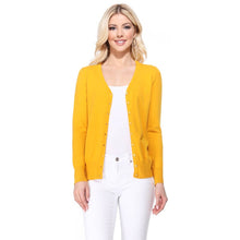 Load image into Gallery viewer, Mak - Women's V-Neck Button Down Knit Cardigan Sweater MK5178: ICE BLUE / S///