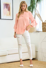 Load image into Gallery viewer, Doe and Rae - Ruffleed Open Sleeve Blouse - 14679T: Coral / L ///