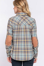 Load image into Gallery viewer, Active Basic | Active USA - Long Sleeve with Suede Patch Button Down Plaid Shirt///: Red-Ivory/red / L