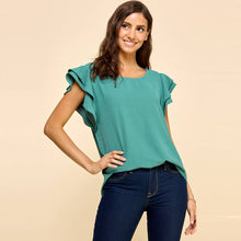 Load image into Gallery viewer, Les Amis - Top with Double Ruffled sleeves: Ivory / L ///